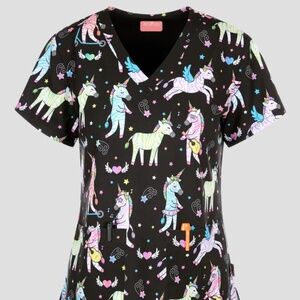 Zavate Ava Theresa Zebra Print 2-Pocket Stretch V-Neck Scrub Top - Women's Small